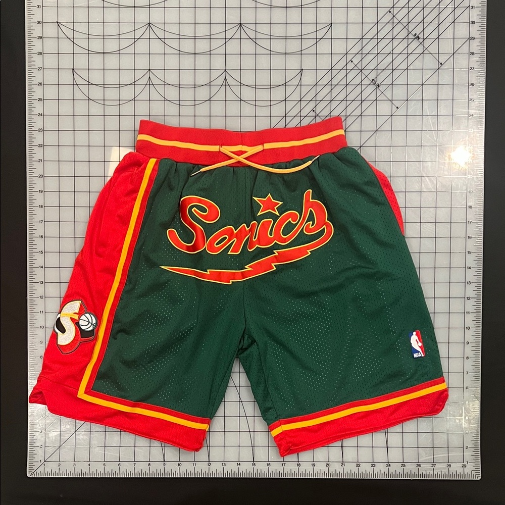 Seattle SuperSonics Just Don Green and Red Athletic Shorts